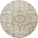 Round Traditional Light Gold Persian Rug, tr4700