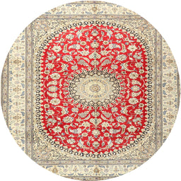 Round Traditional Rust Pink Persian Rug, tr4701