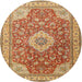 Round Traditional Mahogany Brown Persian Rug, tr4702
