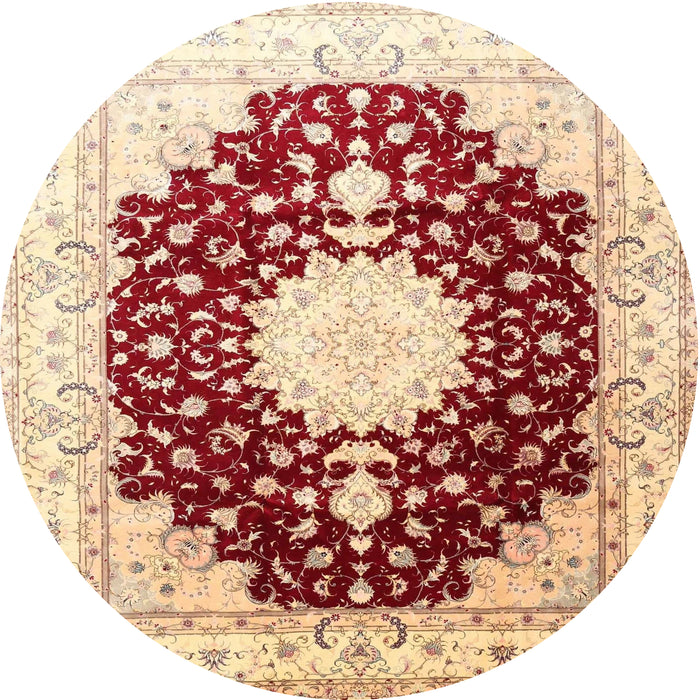 Round Traditional Sun Yellow Medallion Rug, tr4705