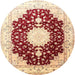 Round Traditional Sun Yellow Medallion Rug, tr4705