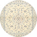 Round Traditional Tan Brown Medallion Rug, tr4706