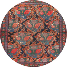 Square Machine Washable Traditional Dark Almond Brown Rug, wshtr4707