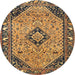 Round Traditional Yellow Medallion Rug, tr4708