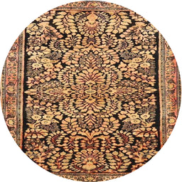 Square Machine Washable Traditional Sand Brown Rug, wshtr4709