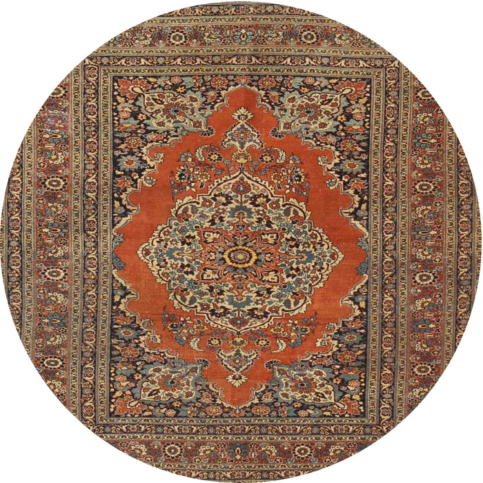 Round Traditional Dark Sienna Brown Medallion Rug, tr4710