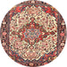 Square Machine Washable Traditional Brown Red Rug, wshtr4711