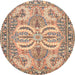 Round Traditional Gold Brown Persian Rug, tr4713