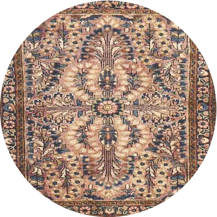 Round Traditional Chestnut Brown Persian Rug, tr4714