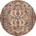 Round Traditional Chestnut Brown Persian Rug, tr4714