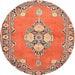 Round Traditional Sand Brown Persian Rug, tr4715