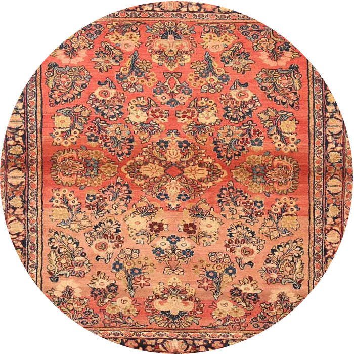 Round Traditional Mahogany Brown Persian Rug, tr4717