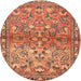 Round Traditional Mahogany Brown Persian Rug, tr4717