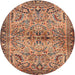 Round Traditional Sienna Brown Persian Rug, tr4718