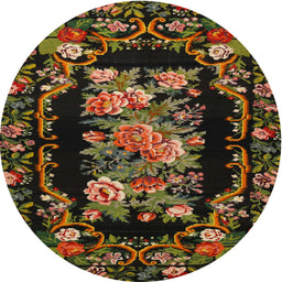 Round Traditional Red Medallion Rug, tr471