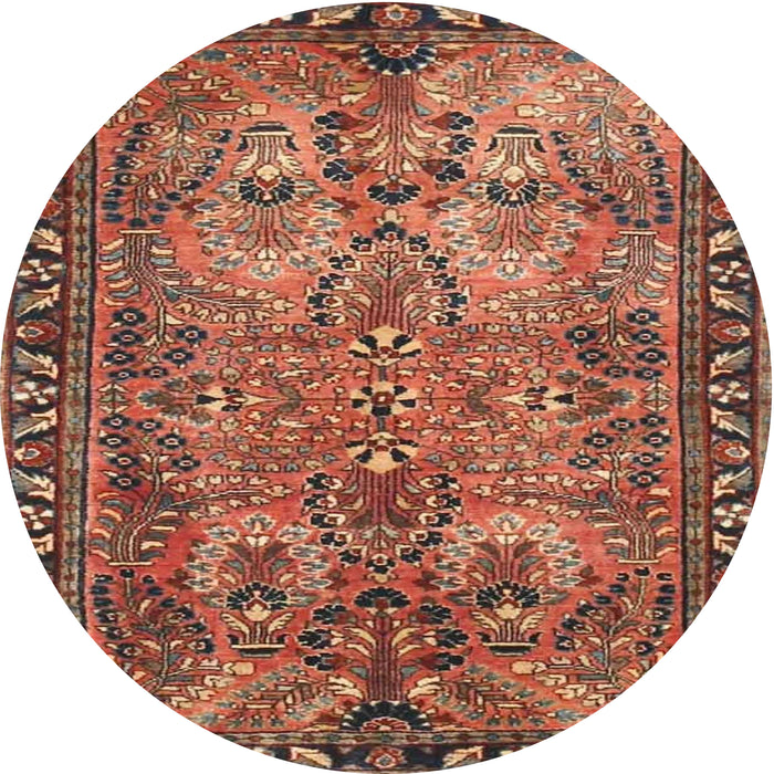 Round Traditional Fire Brick Red Persian Rug, tr4720
