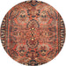 Round Traditional Fire Brick Red Persian Rug, tr4720