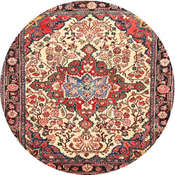 Square Machine Washable Traditional Brown Red Rug, wshtr4722