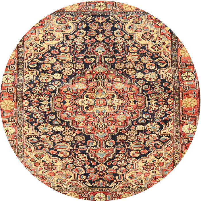 Round Traditional Sandy Brown Medallion Rug, tr4723