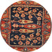 Round Traditional Gold Brown Animal Rug, tr4724