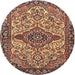 Round Traditional Brown Medallion Rug, tr4725