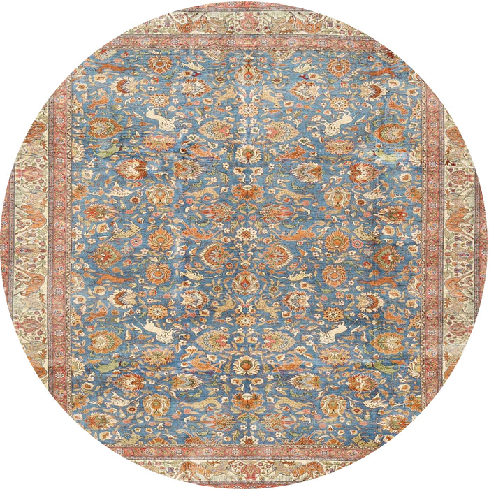 Round Traditional Dark Almond Brown Persian Rug, tr4730