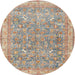 Round Traditional Dark Almond Brown Persian Rug, tr4730