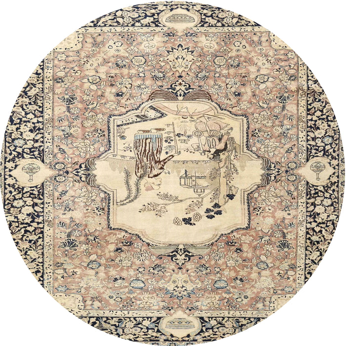 Square Machine Washable Traditional Dark Almond Brown Rug, wshtr4731