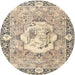 Round Traditional Dark Almond Brown Persian Rug, tr4731
