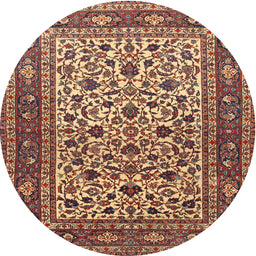 Square Machine Washable Traditional Saffron Red Rug, wshtr4732