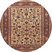 Round Traditional Saffron Red Persian Rug, tr4732