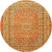 Round Traditional Yellow Medallion Rug, tr4733