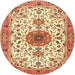 Round Traditional Red Medallion Rug, tr4734