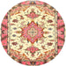 Round Traditional Brown Gold Medallion Rug, tr4736