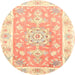 Round Traditional Mango Orange Medallion Rug, tr4739