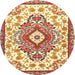 Round Traditional Brown Gold Persian Rug, tr4741