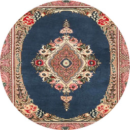 Round Traditional Light Copper Gold Persian Rug, tr4742