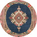 Round Traditional Light Copper Gold Persian Rug, tr4742