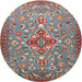 Round Traditional Brown Red Persian Rug, tr4743