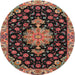 Round Traditional Orange Salmon Pink Medallion Rug, tr4744