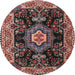 Round Traditional Pink Medallion Rug, tr4745