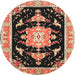 Round Traditional Sandy Brown Medallion Rug, tr4747