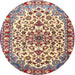 Round Traditional Brown Red Medallion Rug, tr4749