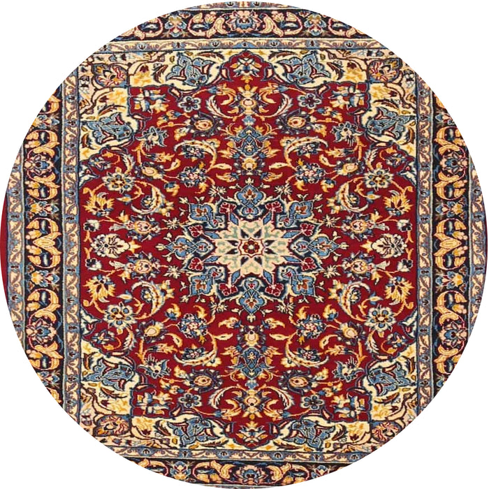 Round Traditional Saffron Red Oriental Rug, tr4750