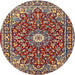 Round Traditional Saffron Red Oriental Rug, tr4750