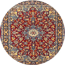 Square Machine Washable Traditional Saffron Red Rug, wshtr4750