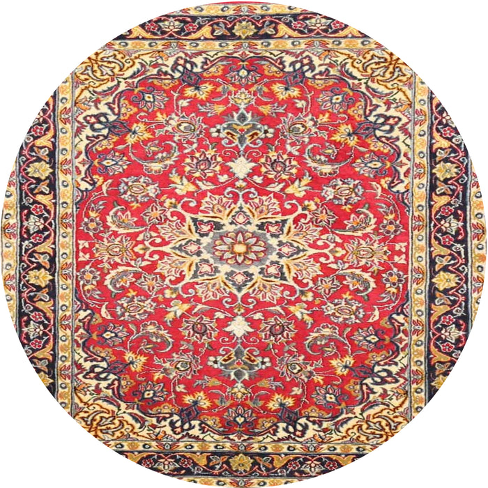 Round Traditional Fire Brick Red Oriental Rug, tr4752