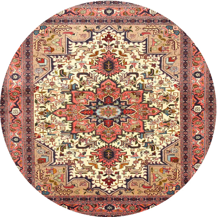 Round Traditional Brown Red Persian Rug, tr4754