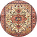 Round Traditional Brown Red Persian Rug, tr4754