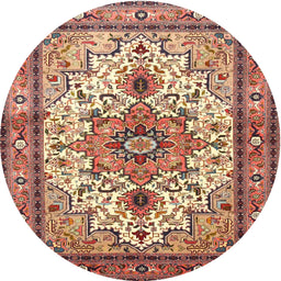 Square Machine Washable Traditional Brown Red Rug, wshtr4754